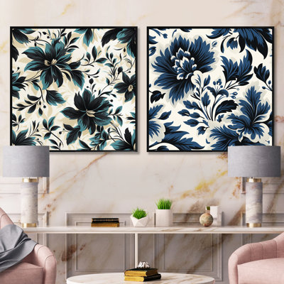 Damas Euphony - Ensemble de 2 collages carrés botaniques abstraits