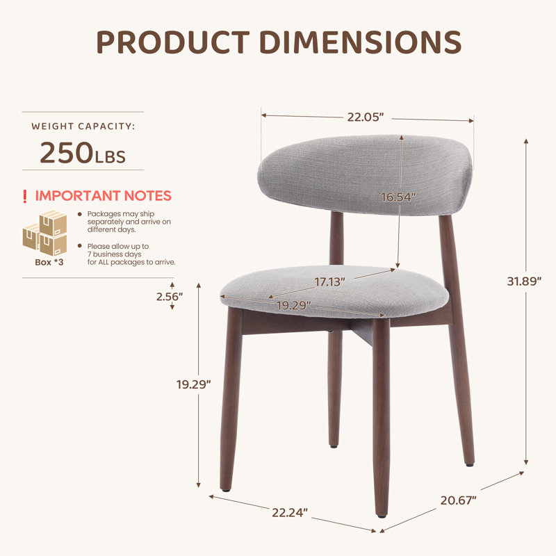 Chaise d'appoint rembourrée en bois massif Solon, Gris clair
