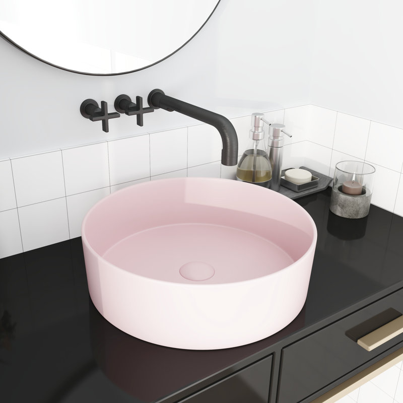 Lavabo vasque en céramique rose pour salle de bain - lavabo artistique, l 15,7 po x P 4,7 po, céramique, facile à nettoyer et fonctionnant magnifiquement en parfait état