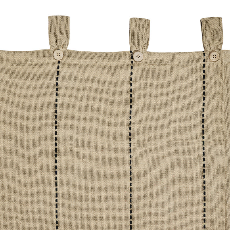 Azura 100% Cotton Room Darkening Curtain Panel Pair, Natural Tan/Black, 40" W x 84" L
