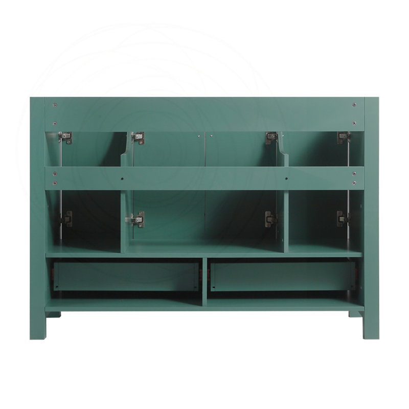 Meuble-lavabo vert 48 po avec portes et tiroirs à fermeture en douceur, Vert