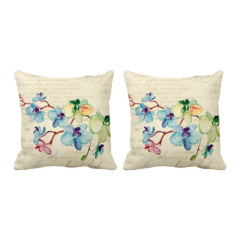 Housse et insert de coussin carré Orchid, Beige / vert