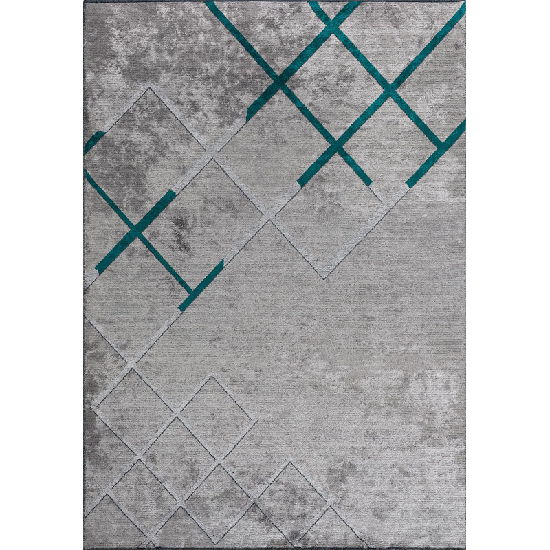 Motif géométrique contemporain délavé, Rectangle 6 pi 7 po x 8 pi 3 po