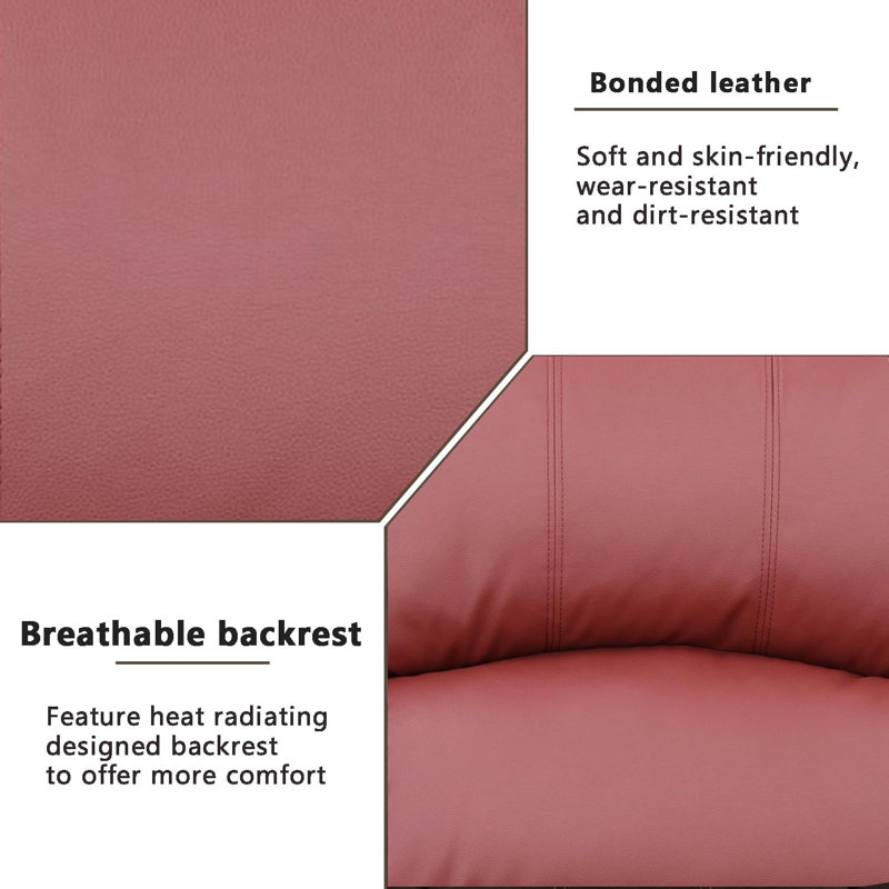 Ashey Recliner Chair, Red Faux Leather