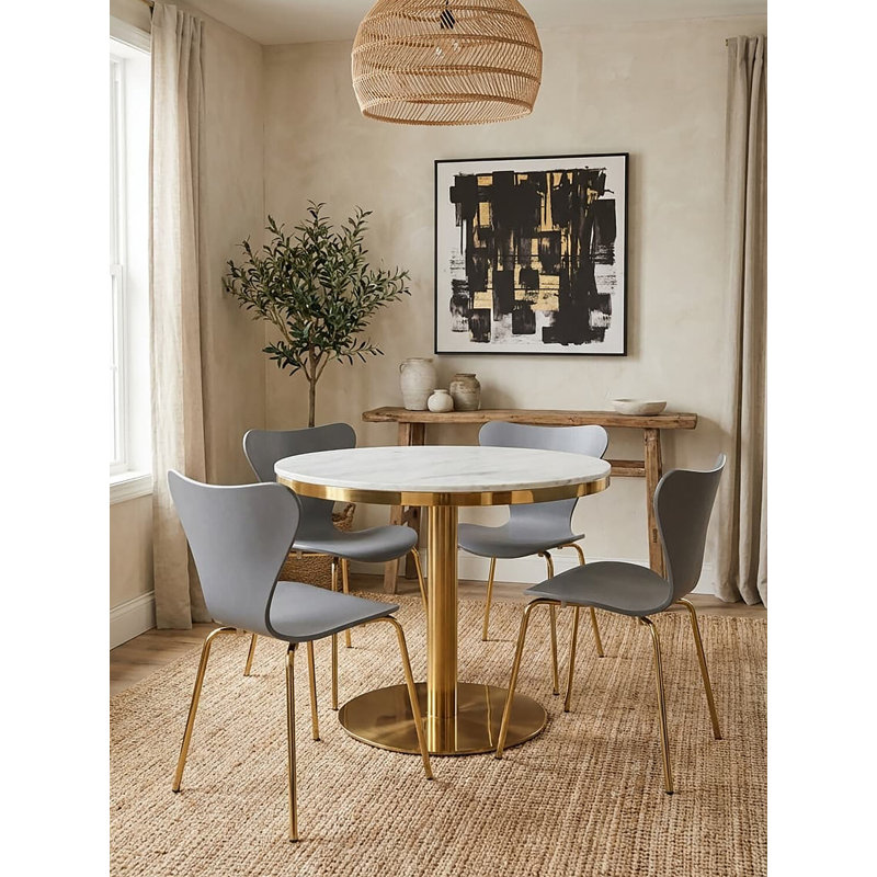 Round Marble Top Metal Base Dining Table
