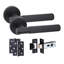  1 Set Linear T-Bar Door Handles in Matt Black Finish with Latch and Ball Bearing Hinges
