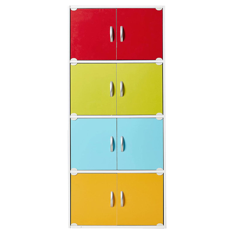 Hodedah 8 Door Enclosed Multipurpose Storage Cabinet for Home and Office, Rainbow