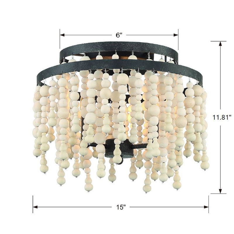 Marli Wood Semi Flush Mount, Bronze