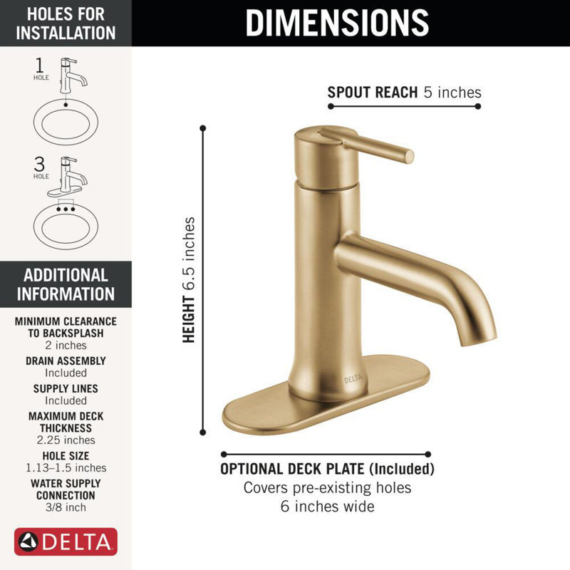 Trinsic Single Hole Bathroom Faucet with Drain Assembly - Thumbnail 5