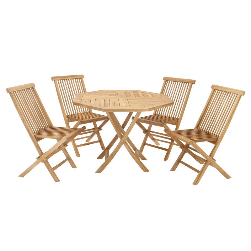 Traditional Teak 4-Person Octagonal Outdoor Dining Set