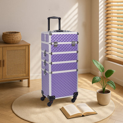 Coffret de voyage à roulettes avec trousse de maquillage 4 en 1 avec roulettes