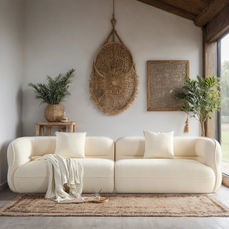 Durable Fabric Upholstery, Solid Wood Frame, High - Density Sponge Filling, Available In Variants Like White + Fabric + 4 Seat, Camel + Fabric + 4 Seat, White + Fabric + 3 Seat + Bathroom, Ideal For Primary Living Spaces, Perfect For Comfortable Lounging,