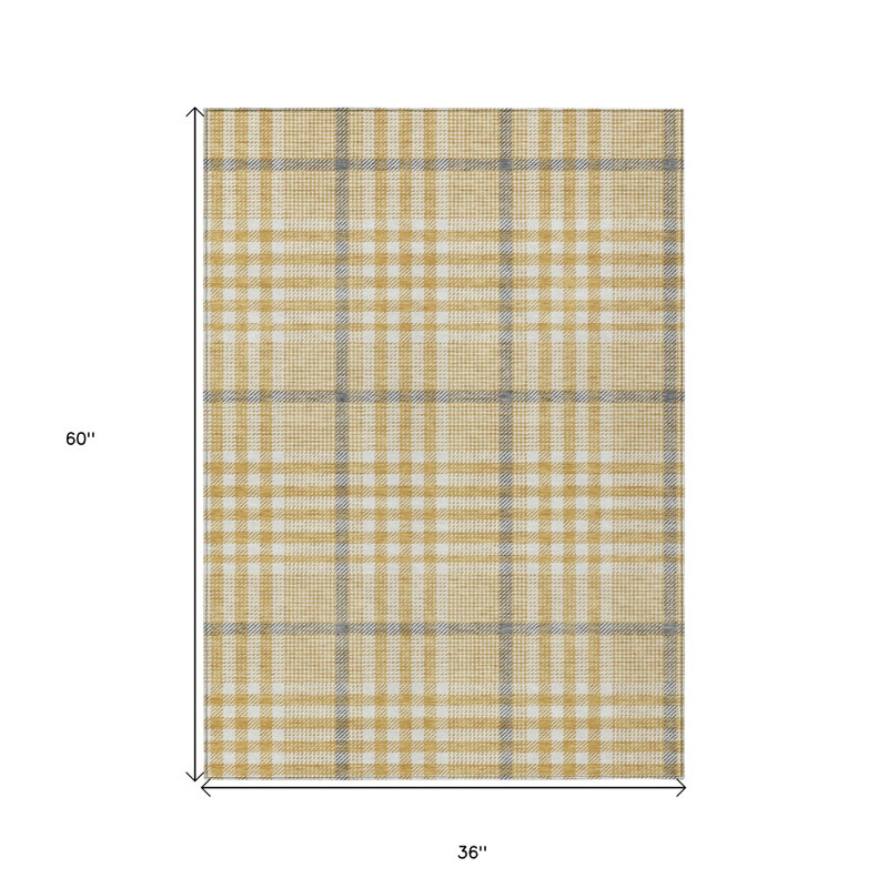Tapis d'intérieur lavable à carreaux beige 3 pi x 5 pi