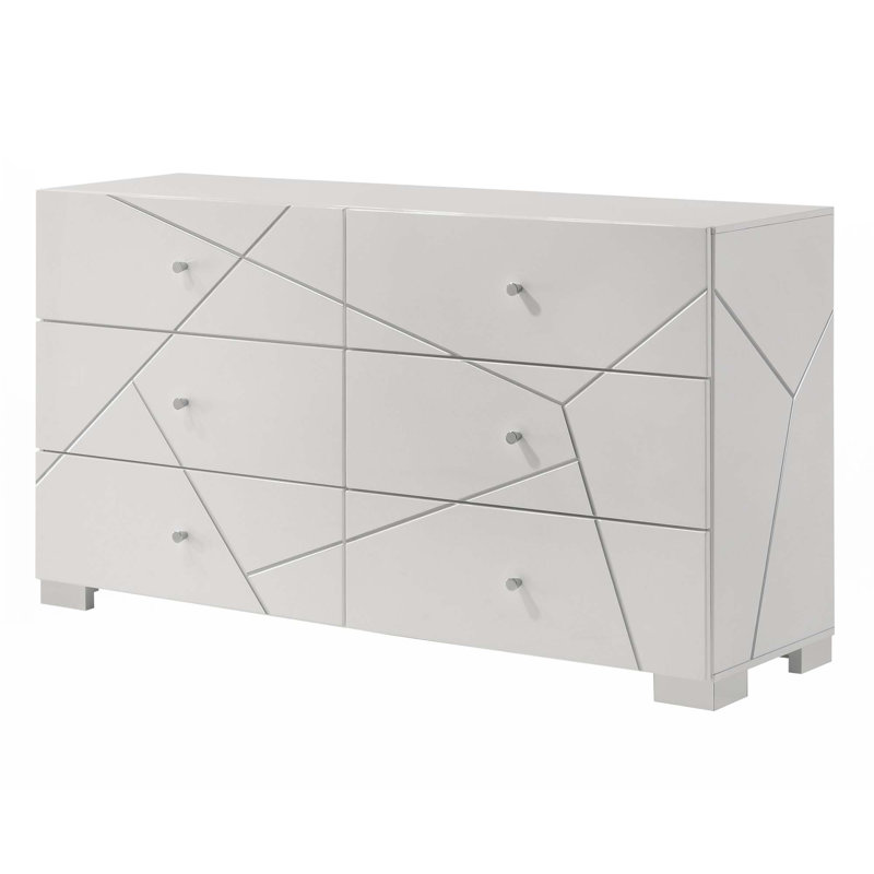 Commode 6 tiroirs ultrabrillante