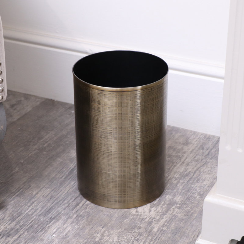 Brass Textured Metal Waste Bin, Gold