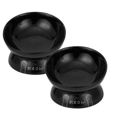 Meow Design Elevated Ceramic Cat Dish Set
