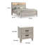 Ensemble de chambre pour grand lit, blanc délavé, bois noir, ensemble de 3 pièces avec 2 tables de chevet-131012786