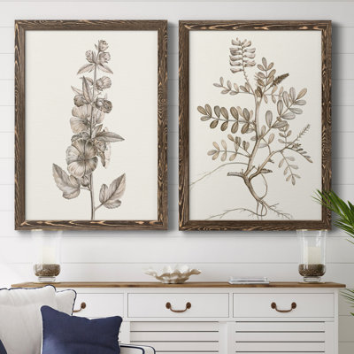 " Neutral Botanical Study V " 2 - Pieces