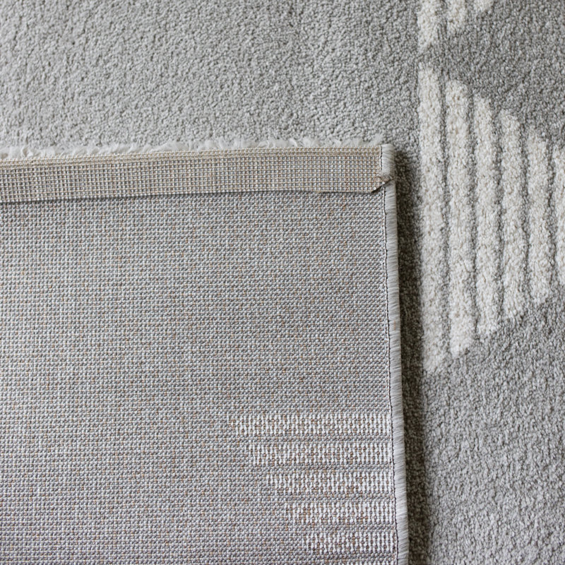 Tapis gris à motif géométrique Elle, Rectangle 5 pi 3 po x 7 pi