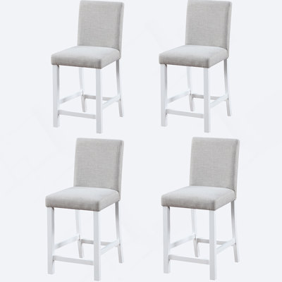 Counter Height Chairs Set Of 4 With Padded Linen Seat And Ergonomic High Back For Kitchen Or Dining Room