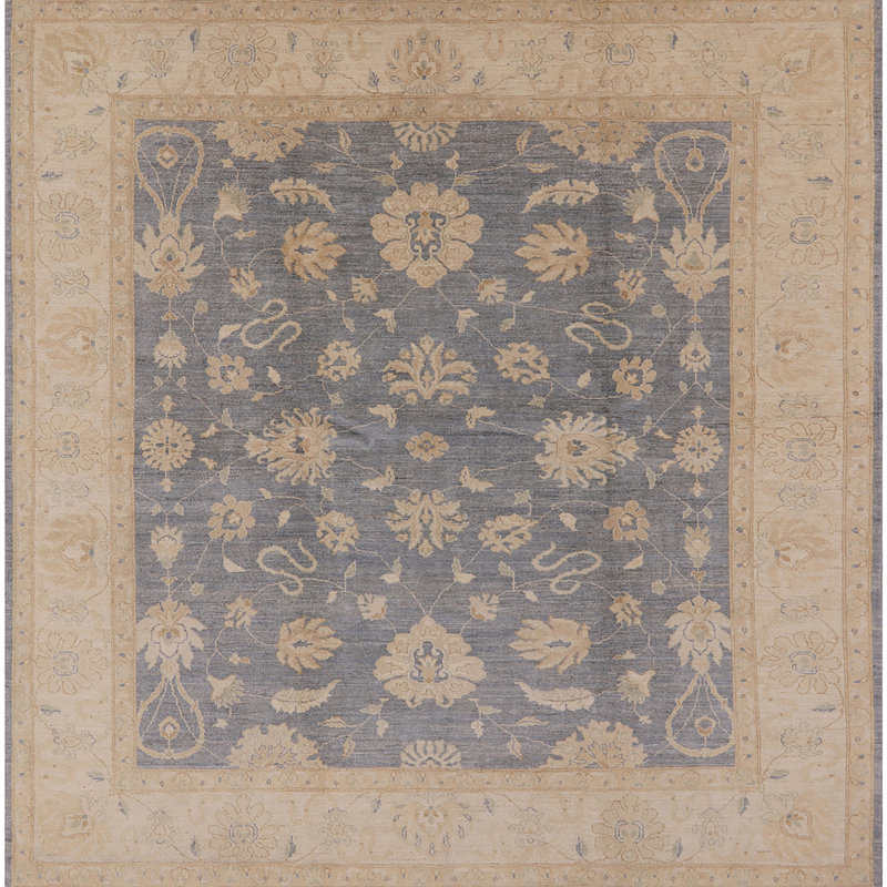 Tapis oriental brun / bleu Hrant, Carré 3 pi