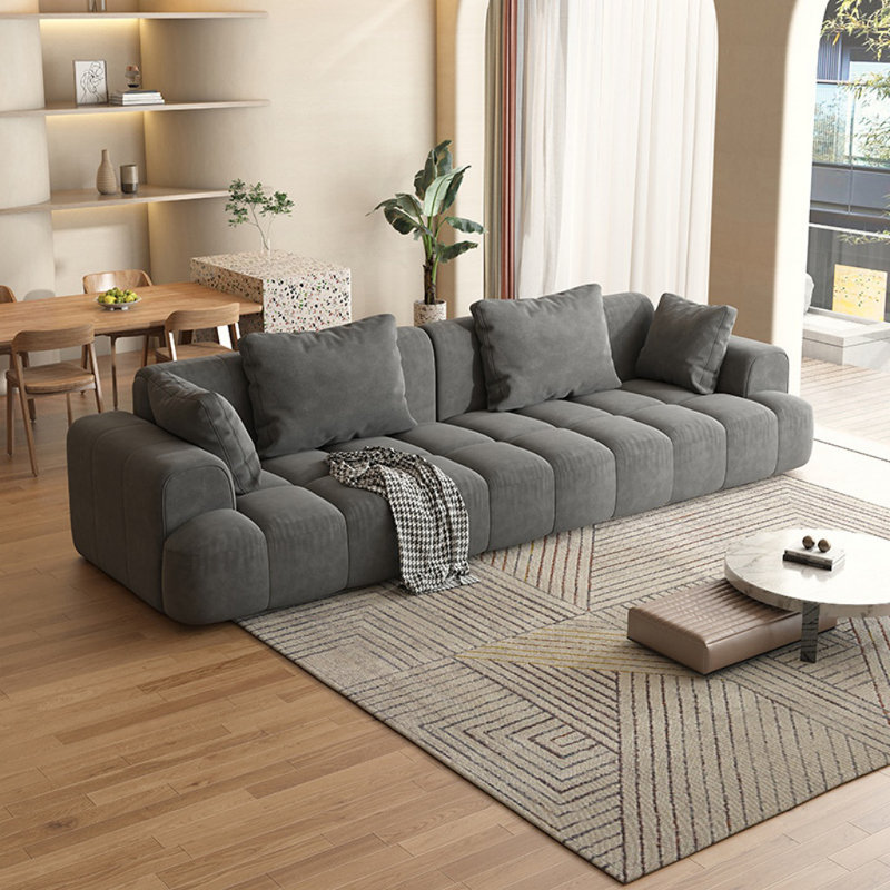 Canapé de salon de style italien crème, H 27,56 po x l 110,24 po x P 39,37 po, Gris foncé