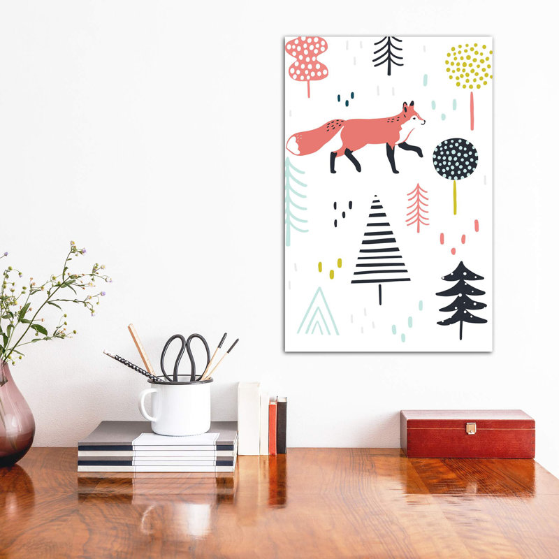 Fox Forest I par Victoria Borges - impression d'art graphique, H 60 po x l 40po x P 1,5 po, Toile tendue, Pas de tapis