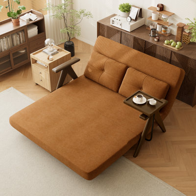 Canapé-lit convertible 3 en 1 avec tablette latérale amovible, fauteuil-lit d'appoint pliable de 135 cm (53 po) pour petits espaces et invités