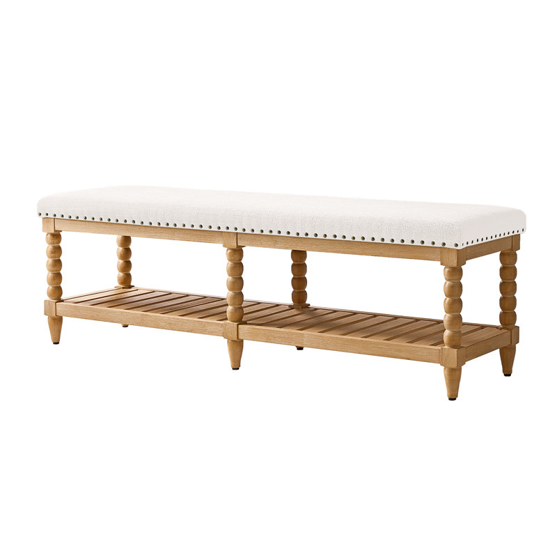 Polyester Upholstered Bench, Ivory
