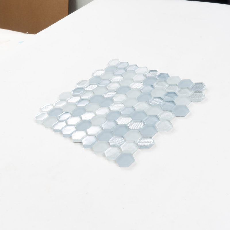 1.2" x 1.2" Glass Honeycomb Mosaic Wall & Floor Tile, Ice