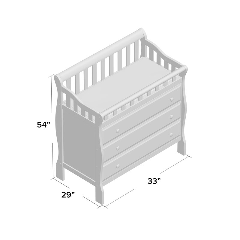 White Solid Wood 3-Drawer Changing Station with Safety Strap