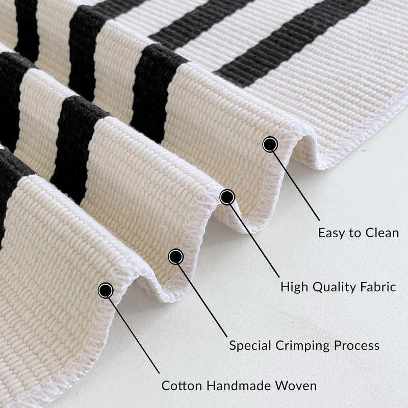 Black Beige Striped Rug -2.3'X3.6' Front Door Rugs Outdoor, Small Washable Area Rug For Front Porch, Spring Summer Welcome Mats Outdoor Indoor, Doormat For Entryway Porch Entrance