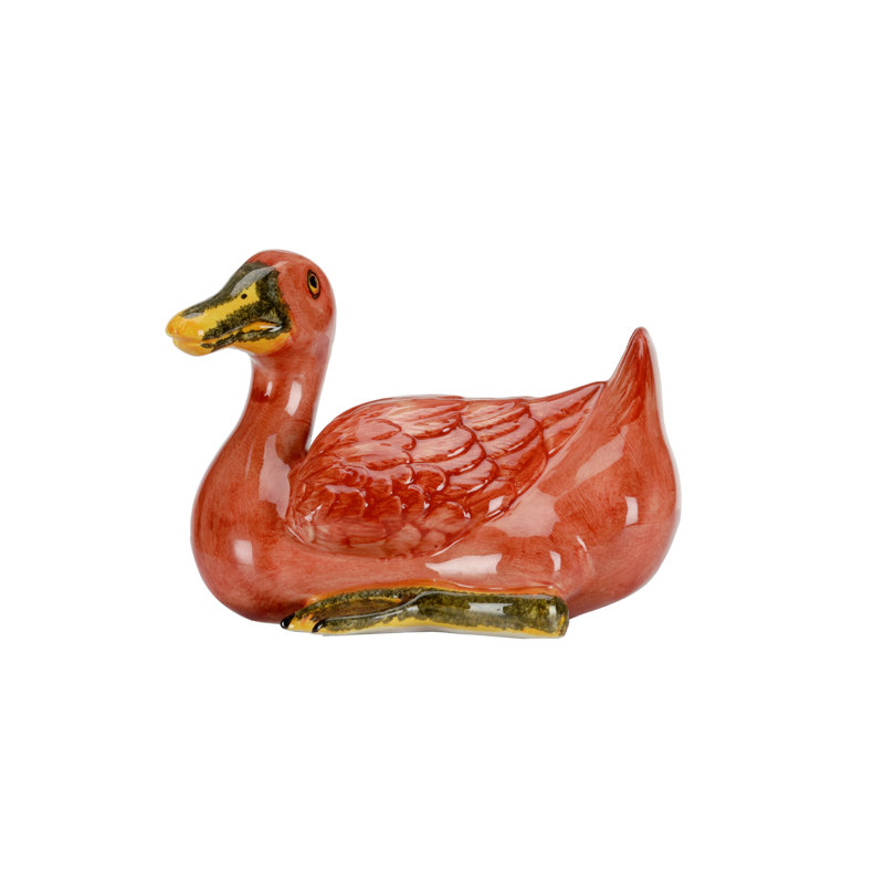 Duck Orange/Yellow Glaze Figurine