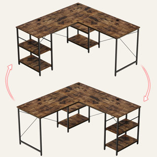 L-Shaped Metal Base Writing Desk