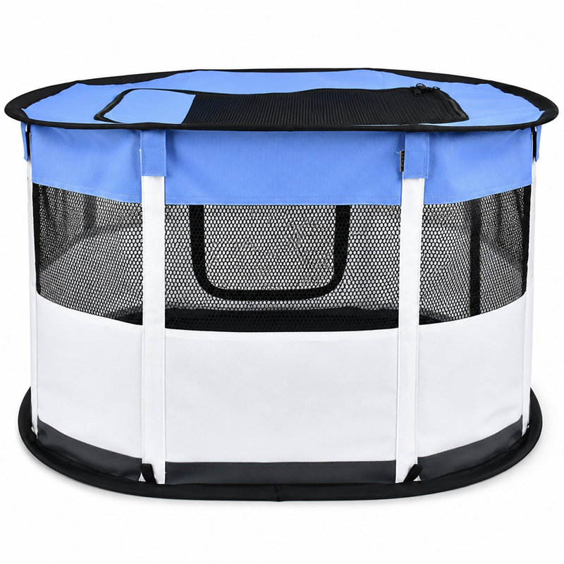 Parc de voyage pliable et robuste pour animaux de compagnie Pet Life® « GoHaven », Large, Bleu