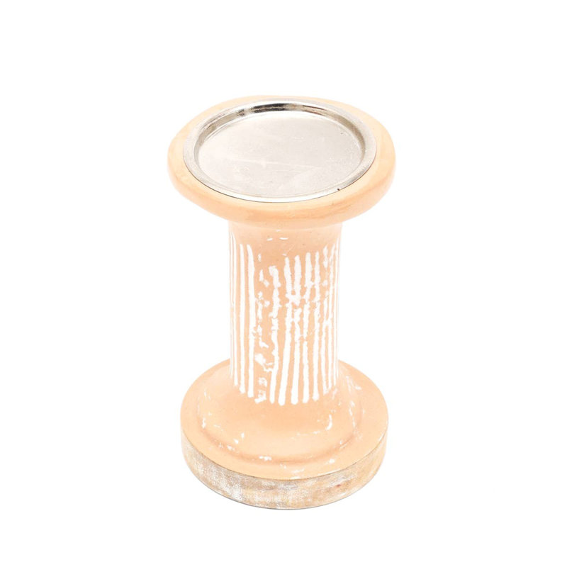 Brown Ecomix Pillar Tall Candle Holder – Sustainable Candle Stand For Elegant Lighting-4X4X10"