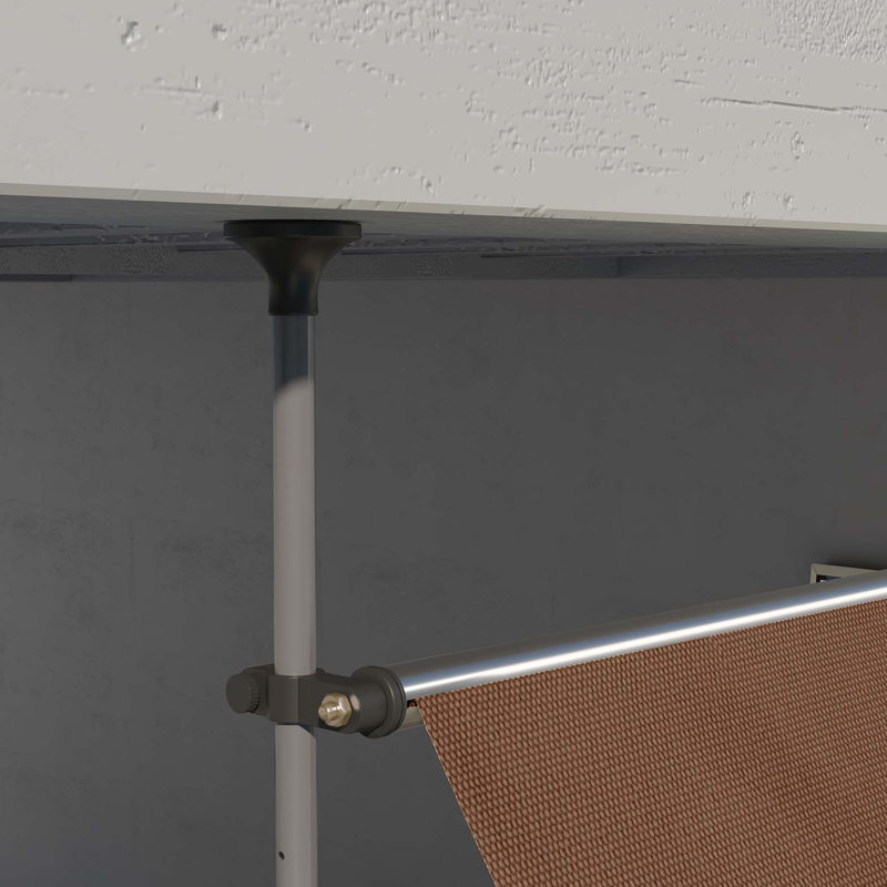 Outsunny Manual Retractable Awning, 118" Non-Screw Freestanding Patio Sun Shade Shelter with Support Pole Stand and UV Resistant Fabric, for Window, Door, Porch, Deck