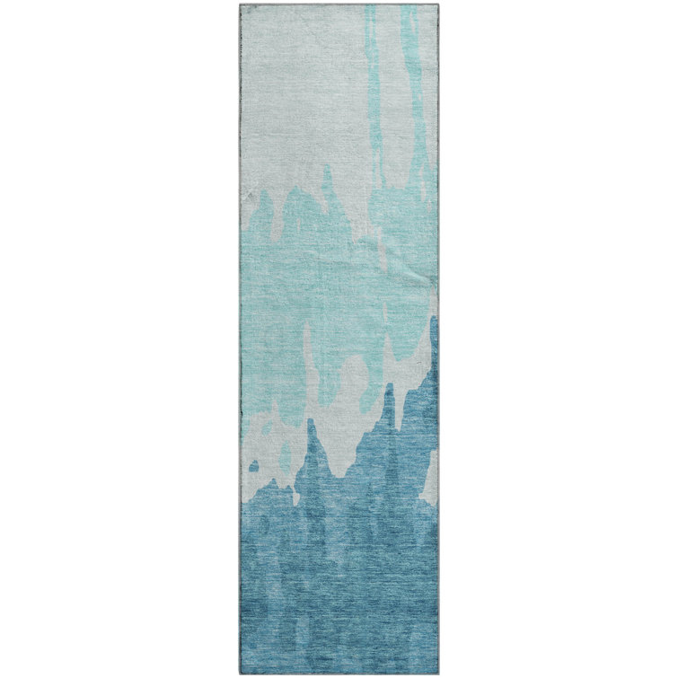 Premium Machine Washable Prisco Teal Rug