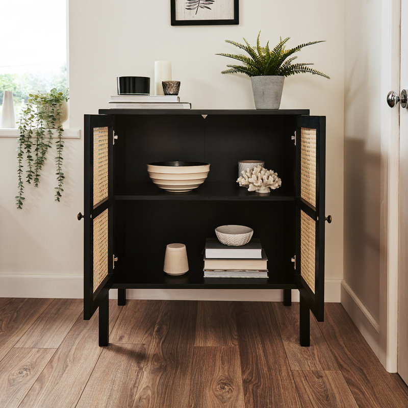 Tenaya Solid Wood 2 - Door Standard Accent Cabinet, Black