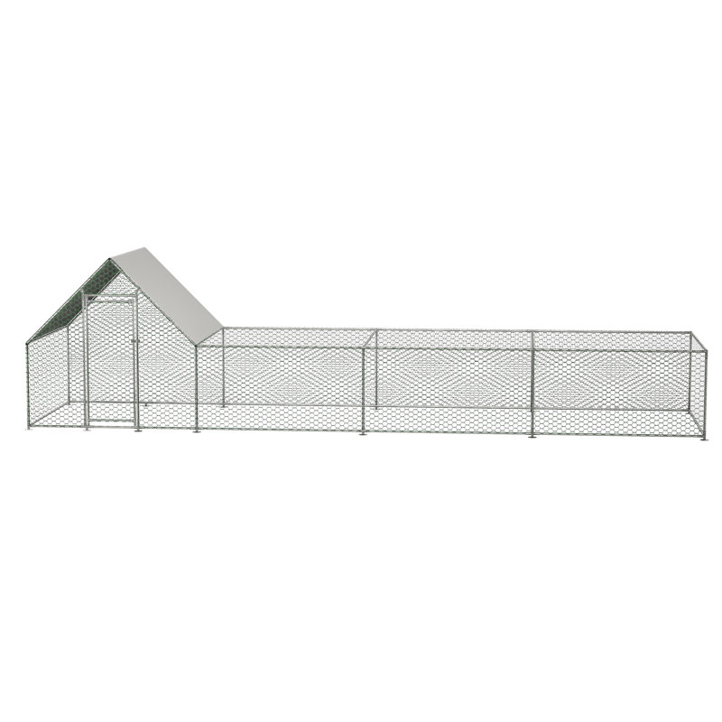 Poulailler de 26 pi x l 6,7 pi x 6,6 pi avec structure en métal imperméable et grand toit en acier