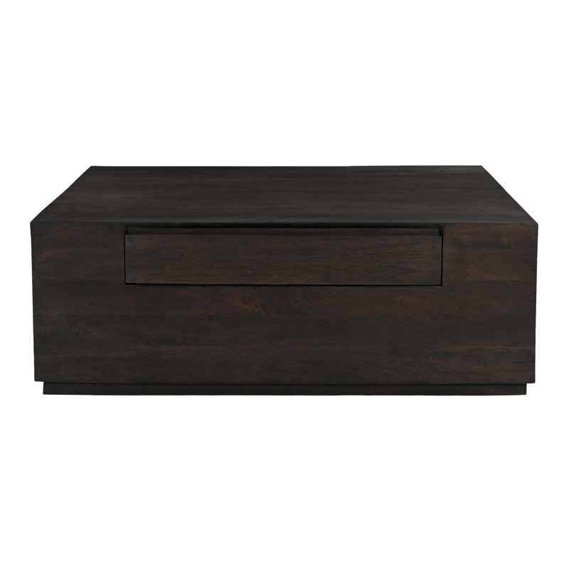 Flagstaff 2-drawer Square Cocktail Table In Modern Barista Brown On Solid Wood