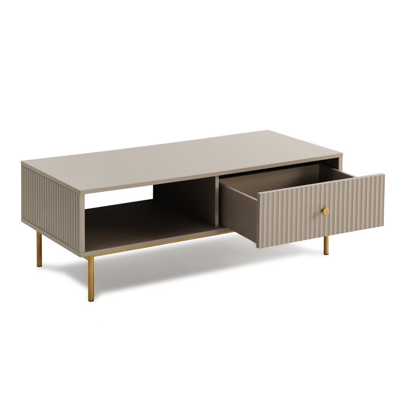 Four Leg Coffee Table with Storage, Grey