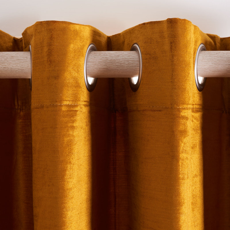 Ida Room Darkening Curtain Single Panel, 52" W x 96" L, Mustard