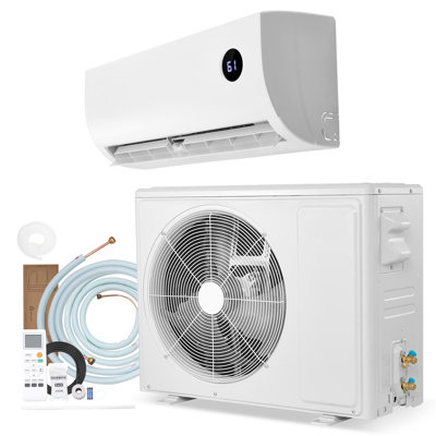 Mini climatiseur bibloc, 12 000 BTU CA / 12 500 BTU de chaleur, 115 V 19 SEER2, système écoénergétique à haut rendement et silencieux pour une surface de 750 pi2, facile à entretenir, pour la maison et le bureau