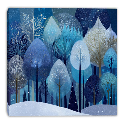 Midnight Blue Winter Grove Wrapped Canvas Wall Art
