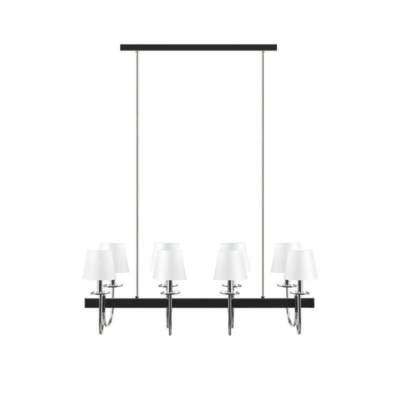 Lustre traditionnel 8 lumières avec abat-jour tambour élégant