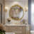 28" Round Vintage Gold Wall Mirror-1437172232