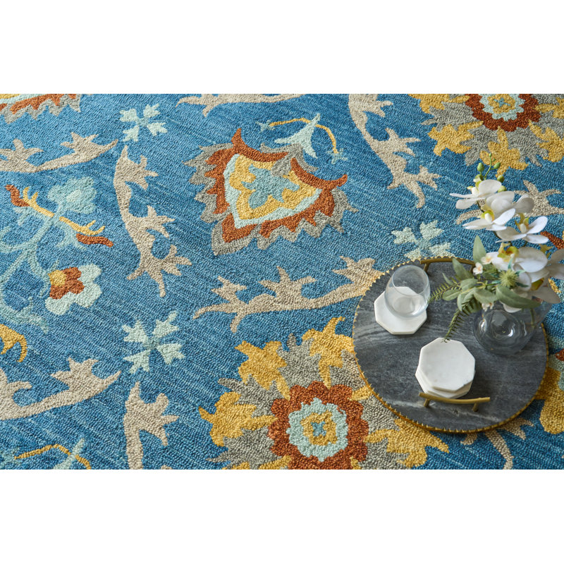 Savannah Hand Tufted New Zealand Wool Blue/Multi Area Rug, 6'X9'