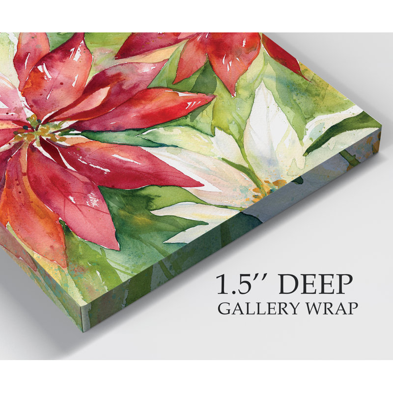 Watercolor Poinsettia - reproduction sur toile tendue, H 40 po x l 40 po x P 1 po