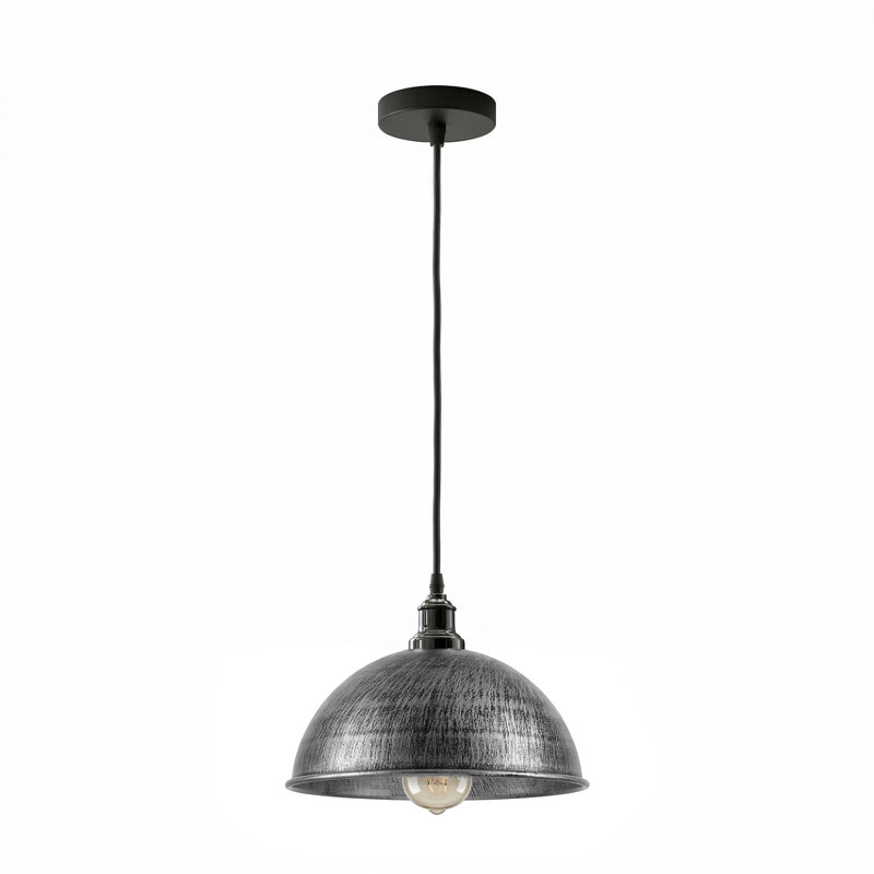 1 - Light Dome Pendant, Brushed Silver, Yes